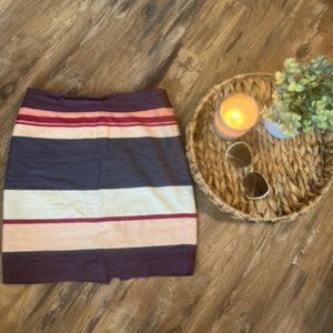 Loft Purple, White, Pink Stripped Pencil Skirt
